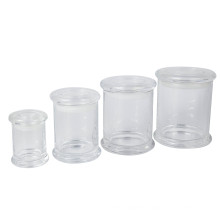 Custom 7oz 200ml empty clear glass candle jar vessel with glass lid for candle making